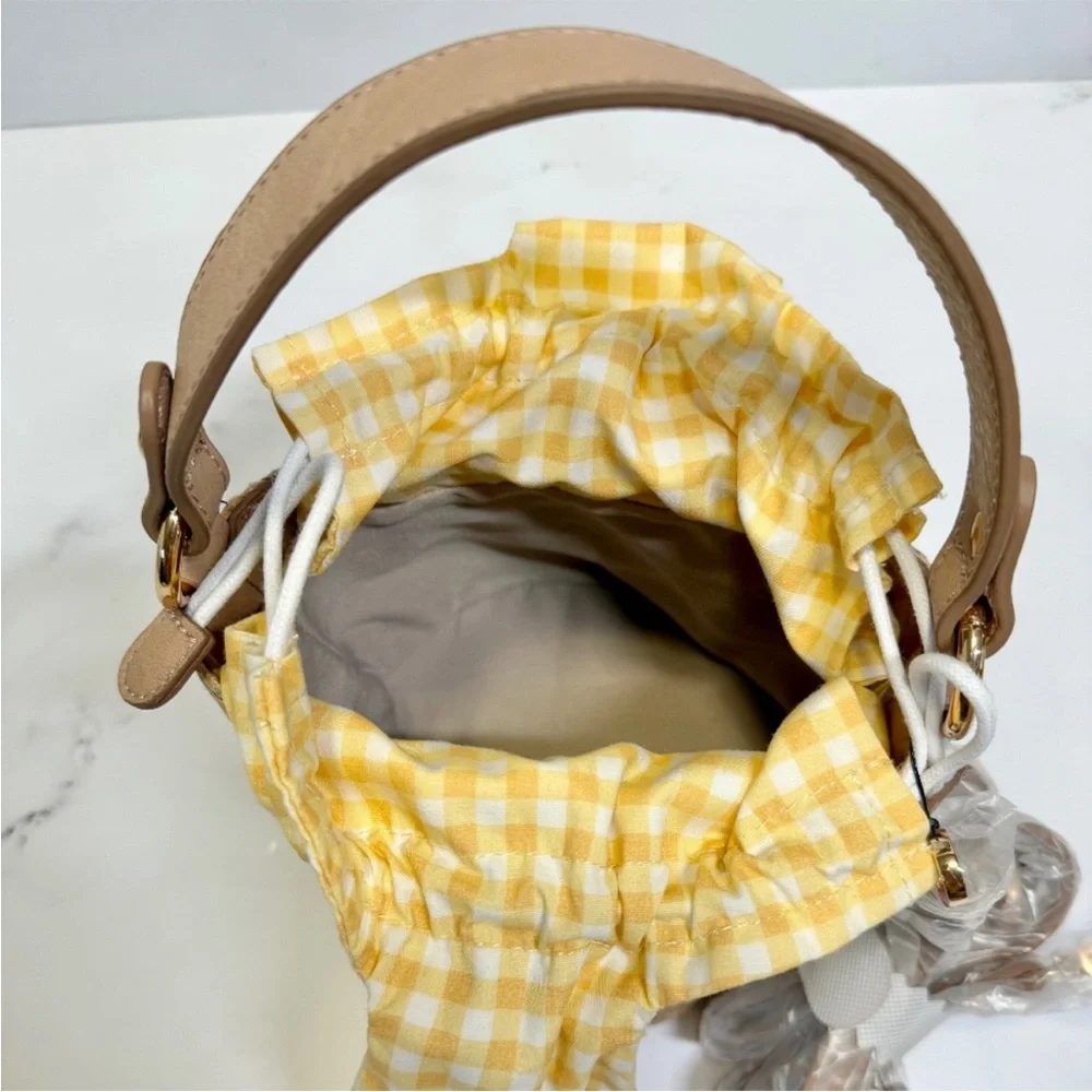 LC Lauren Conrad Woven Tan and Yellow Gingham Bag